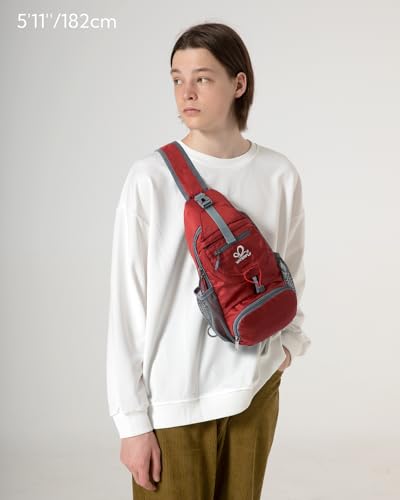 Image of WATERFLY Packable Small Crossbody Sling Backpack Shoulder Chest Bag Daypack for Hiking Traveling
