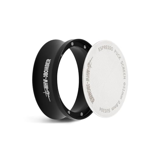 MHW-3BOMBER 51mm Espresso Dosing Funnel & 51mm Puck Screen Set, Magnetic Dosing Ring & Reusable Filter kit Compatible with 51 mm Portafilter, Espresso Coffee Machine Barista Accessories,DR70