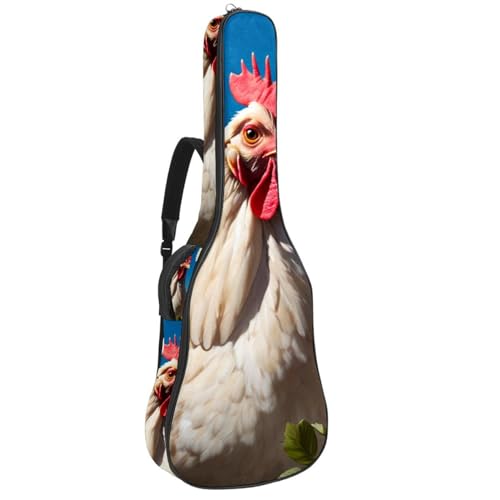 Housse de guitare acoustique 40 pouces imperméable avec motif de poule et fleurs multicolore
