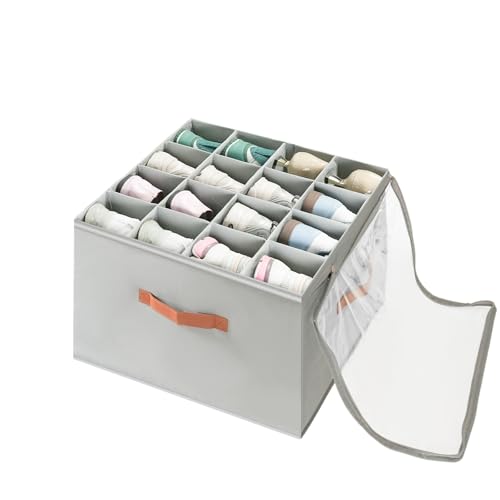 Maphissus Shoe Storage for Wardrobe, Adjustable Divider Shoe Organizer Boxes, Fits 16 Pairs, Grey