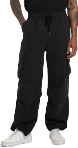 AITFINEISM Men's Casual Cargo Pant Elastic Waist Drawstring Streetwear Parachute Pants2
