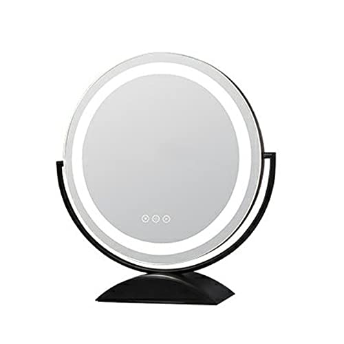 Espejo de maquillaje con luz LED de escritorio y espejo cosmético giratorio de 360°