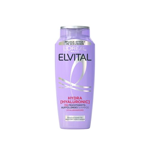 2 er Pack L’Oréal Paris Elvital XL Hydra Hyaluronic 72H Feuchtigkeits-Auffüllendes Shampoo 2 x 400 ml