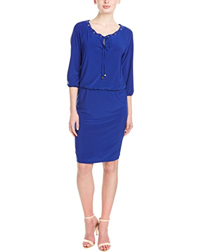 Nine West Women's Blouson Dress with Drawstring Neck Detail