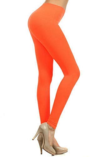 Love Celeb Look Legging fluo pour femme et fille, idéal pour la gym, la danse et les fêtes, Orange, XXL Cover