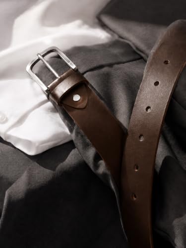 Image of LUQHAD Men's Genuine Leather Belt, Formal & Casual Wear, Rust-Proof Alloy Buckle