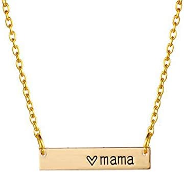 LuxcastleMother Bar Necklace Mama Lovely Pendant Necklace Gold Chain for Women Mom Birthday Gift Mother Day