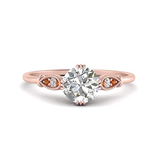 Image of Choose Your Gemstone Delicate Round Cathedral Engagement Ring Rose Gold Plated Round Shape Petite Engagement Rings Minimal Modern Design Birthday Gift Wedding Gift US Size 4 to 12