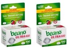 beano Ultra 800 Gas Prevention, Bloating Relief, 100 Tablets (Pack of 2)