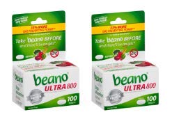 beano Ultra 800 Gas Prevention, Bloating Relief, 100 Tablets (Pack of 2)