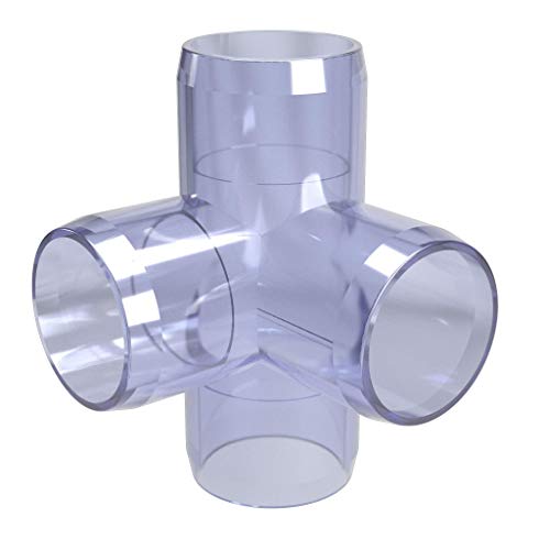 Formufit 1-1/4" 4-Way Pvc Tee Furniture Grade Fitting In Clear Uv, 1.66" Actual Id, Made In Usa, Uv-Resistant, Impact-Proof, Quickly Construct Tiered Structures With Pvc Pipe - F1144Wt-Uv #TOP1