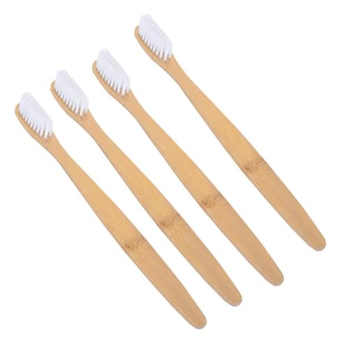WRITWAA 4 Piezas Cepillo de Dientes de Bambú Blanco Cerdas de Nylon para Cuidado Oral Eficaz, Ecológico y Biodegradable, Adecuado para Uso Diario y Protección Bucal