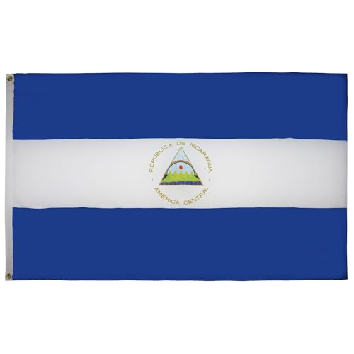 AZ FLAG - Bandera Nicaragua - 150x90 cm - Bandera Nicaragüense 100% Poliéster Con Ojales de Metal integrados - 110g - Colores Vivos Y Resistente A La Decoloración