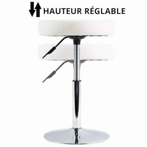 Tabouret de barbier blanc de qualité supérieure en cuir PU et métal