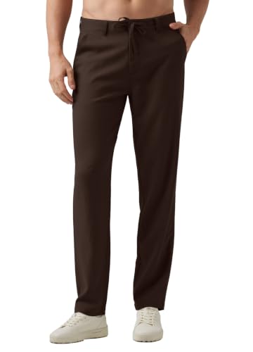 Image of Willit Men's Linen Pants Casual Lightweight Drawstring 29 inch 30 inch 32 inch