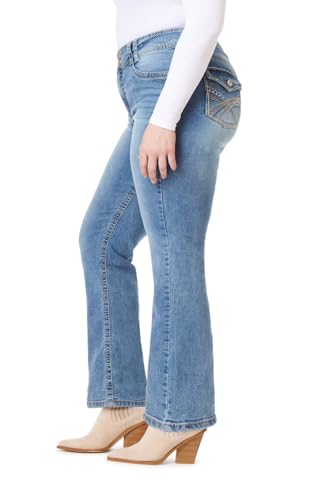 Image of WallFlower Luscious Curvy Bootcut Jeans for Women, Sizes 0-24 | Mid-Rise, Insta Stretch Denim, Trendy Jeans for Women, Stretchy, Figure-Flattering, Classic, Juniors, Standard and Plus