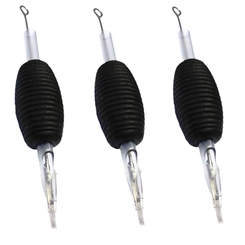 Professional Tattoo Grip Tubes with Needles, 1 Inch, 20-Piece Set, Black (14 Round Liner)