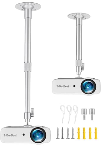 Image of 2-Be-Best Upgraded Longer Projector Mount, Extending Projector Ceiling Mount with Extendable Length 16-31in / 40-80cm Adjustable 360° Angle Rotatable Silver