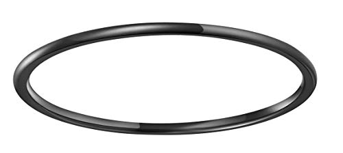 CROWNAL Rare 1mm Thin Black Gold Tungsten Wedding Band Ring Men Women Matching Plain Dome Polished Comfort Fit Size 4 To 10 (1mm Black,9) by CROWNAL - Used condition - US$11.34