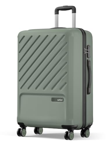Image of Safari Large Symphony 76cm Trolley Bag Hard Case Polypropylene, 8 Spinner Wheels, 360 Degree Wheeling Carry on Luggage, Travel Bag, Suitcase for Travel, Trolley Bags for Travel, Thyme Green