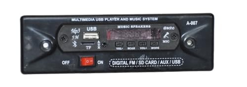 Image of Rashri 12V DC Bluetooth MP3 USB FM Music Player 6283 Single IC with in-Built Stereo Amplifier and Remote Control for E-Rickshaw, Bike, Car and Auto