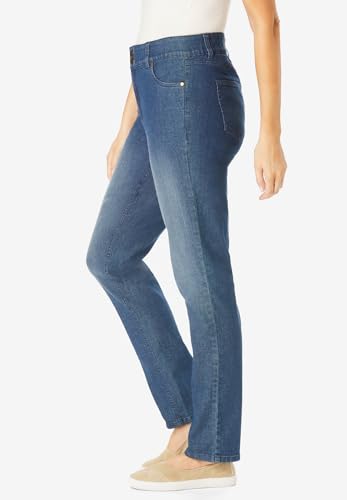 Woman Within Plus Size Womens Plus-Size Secret Solutions; Tummy Smoothing Straight-Leg Stretch Denim Jeans3