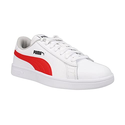 PUMA - Kids Smash V2 L Shoes, Size: 4.5 M US Big Kid, Color: Puma White/High Risk Red2