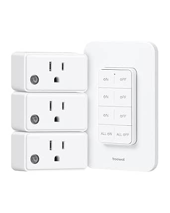 3 Independent Remote Control Outlets with Wireless Wall Switch
