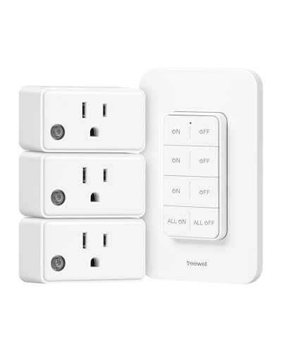 Remote Control Outlet Wireless Wall Mounted Light Switch, 3 Independent Control Outlets, 200FT RF Range, Mini Outlet Plug, 15A/1875W High-Power for Lamps, Lights, Household Appliances, ETL Listed