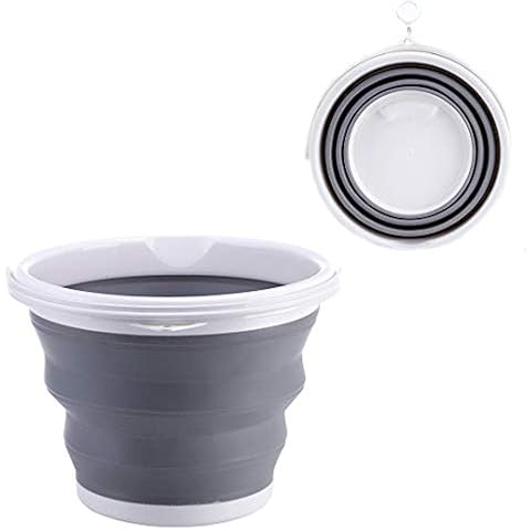 DLD FlexWare Collapsible Bucket with Strong, Flexible, Compact, BPA Free Design and Sturdy Handle for Hiking, Backpacking, Camping and Outdoor Survival 10L(Gray) Cover