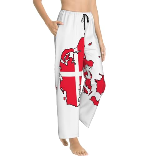 Pantalon de pyjama polyester doux femme avec poches amples imprimé danois - 2