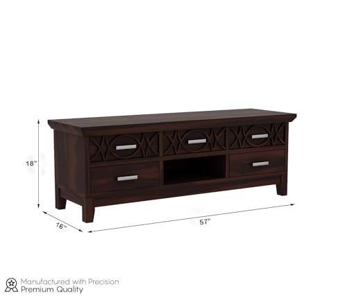 Image of Solid Sheesham Wood TV Unit for Living Room | TV Stand | TV Cabinet with Storage for Living Room and Hotel Furniture (Walnut Finish-02)