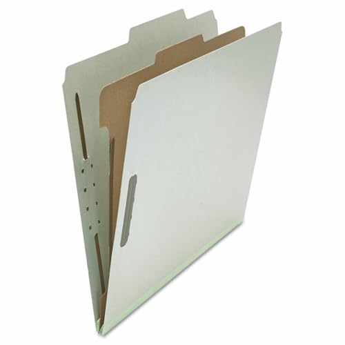 Universal 10252 Pressboard Classification Folder, Letter, Four-Section, Gray, 10/Box