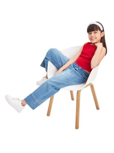 Image of olele Girls Super Jeans Collection for 4-14 Yrs | Stretchable Cotton Denim Trousers | Blue Jeans for Kids | Baggy Denim Pants | Cargo Pants for Girls