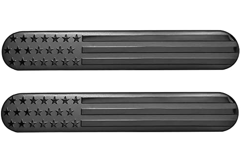Muzzys (Set Of Two) Aluminum All Black Subdued American Flag Decal Emblem Sticker Badge No Quarter Given 6"X1" United States Stick On Car Truck Feder Door Window Glass, Made In The Usa #TOP29