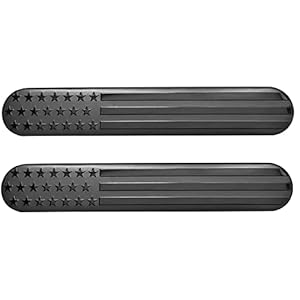 Muzzys (Set of Two) Aluminum All Black Subdued American Flag Decal Emblem Sticker Badge NO Quarter Given 6″x1″ United States Stick On Car Truck Feder Door Window Glass, Made in The USA