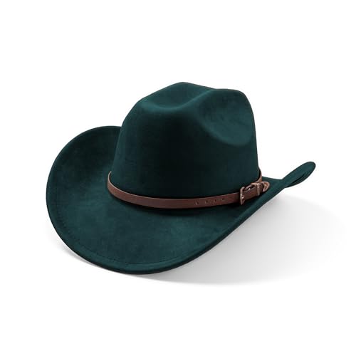 SAJUZEN Cowboy Hats for Women and Men with Wide Brim Felt Suede Western Hats for Cowgirls and CowboysAvailable in Black White Brown