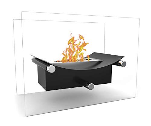 Regal Flame Arkon Ventless Indoor Outdoor Fire Pit Tabletop Portable Fire Bowl Pot Bio Ethanol Fireplace in Black - Realistic Clean Burning Like Gel Fireplaces, or Propane Firepits