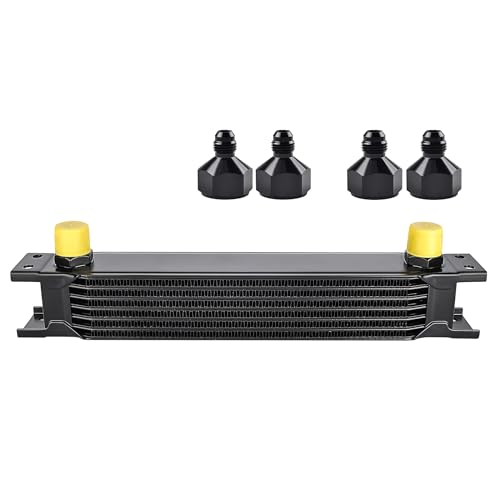 EVIL ENERGY 7 Row Oil Cooler, 10AN Stacked Plate Transmission Engine Cooler Universal British Radiator Aluminium Black