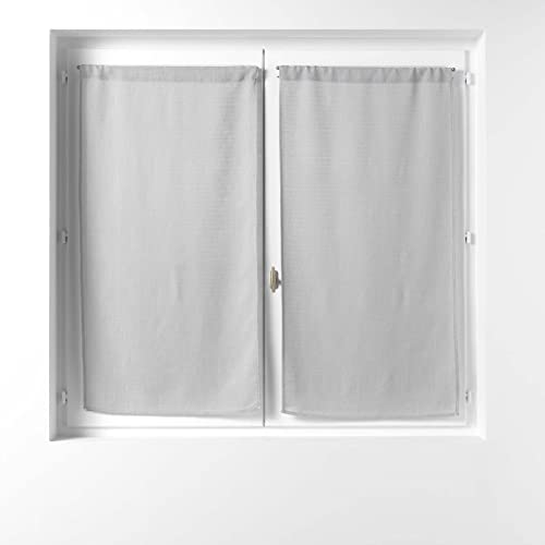 Douceur d'Intérieur, Paire Droite Passe-Tringle (2 x 60 x 90 cm) Soane Gris, Voile Tissé