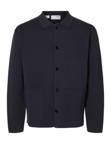 Knit Relaxed Polo Cardi Selected Femme homme en maille fine boutonnée