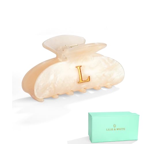 Image of LILIE&WHITE Acrylic Letter Hair Clips For Women Stylish L Monogram Hair Claw Alphabet Hair Clip Fashion Glitter Claw Clips Elegant And Durable Hair Accessory Large Hair Clips L