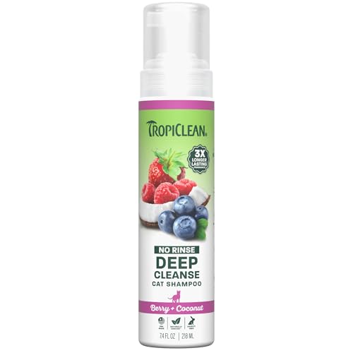 TropiClean Berry & Coconut Waterless Cat Shampoo | Deep Cleansing Dry Shampoo for Cats | Natural Cat Shampoo Derived from Natural Ingredients | Made in the USA | 7.4 oz.