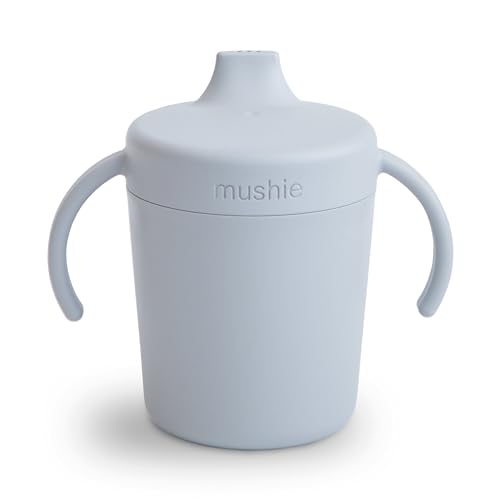 Mushie Trainer Sippy Cup | Made in Denmark | Leak Resistant Twist-Off Lid & Handles | 6 Months + (Cloud)