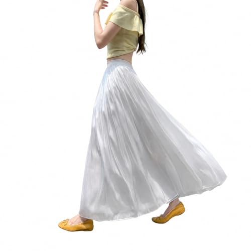 Jupe longue plissée été femme coupe trapèze fluide et chic taille haute