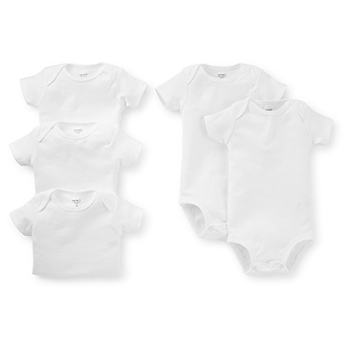 Carter's Unisex Baby 5-Pack S/S Bodysuits - White - 6 Months