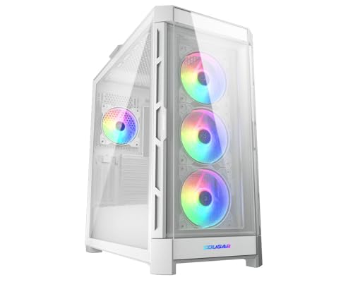 Image of Cougar Gaming Duoface Mid Tower Case Series, Supporting 390mm Graphics Card, Incredible RGB Lighting, Two Distinct Front Panels Included, Mesh and Tempered Glass (Duoface Pro RGB - White)