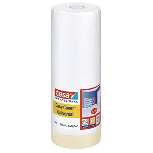 Tesa 04368-00008-01 Easy Cover 4368 Premium Malerkrepp mit Abdeckfolie 33 m:1100 mm
