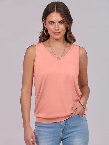 Image of ANRABESS Women Tank Tops Summer V Neck Sleeveless Casual Loose Fit Cute Cami Basic T Shirts Solid Tees 2026 Trendy Outfits