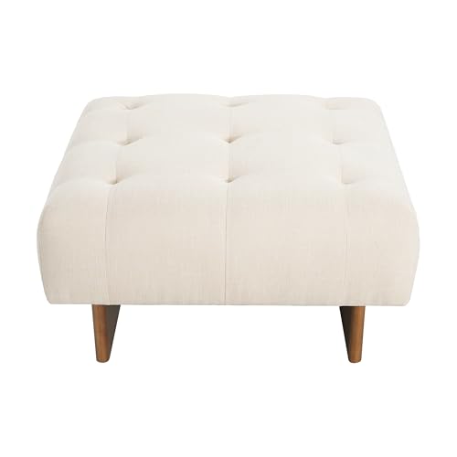 Image of Christopher Knight Home Yvone Modern Upholstered Ottoman Coffee Table, Wooden Square Ottoman Foot Rest, Multipurpose Foot Stools Ottoman, Comfy Living Room Sofa Extra Seat, Beige+Brown